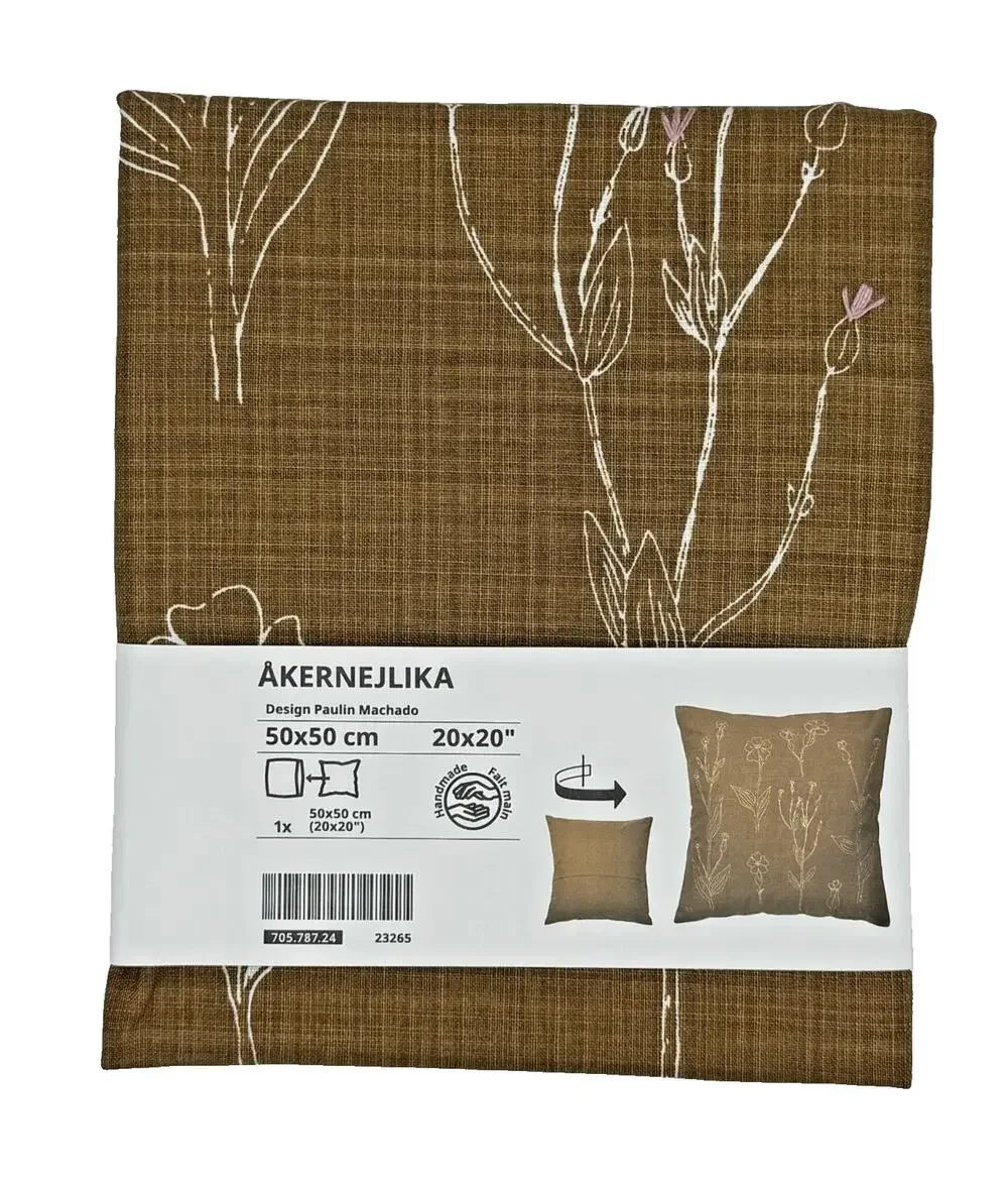 IKEA AKERNEJLIKA One 20x20in Brown Floral Cushion Cover-NEW